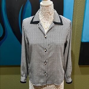 Vintage Notations Black and White Button Down Shirt